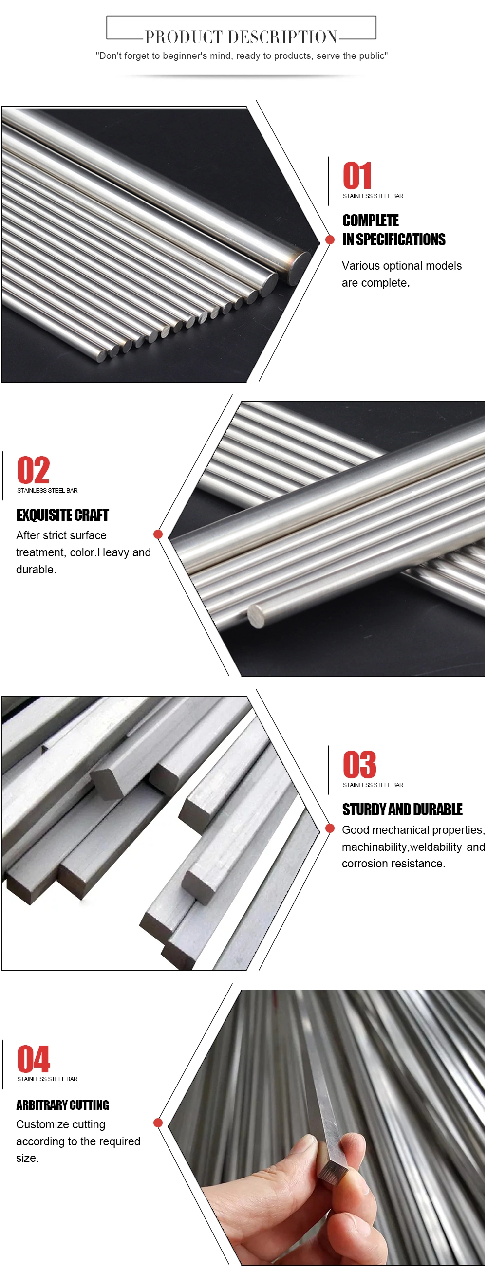 304 316 Stainless Steel Round Bar 17-4pH/17-7 pH/2205/2507 Duplex Stainless Steel Bar